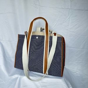 Rue De Verneuil - Traveller M Leather-Trim Linen Tote Bag